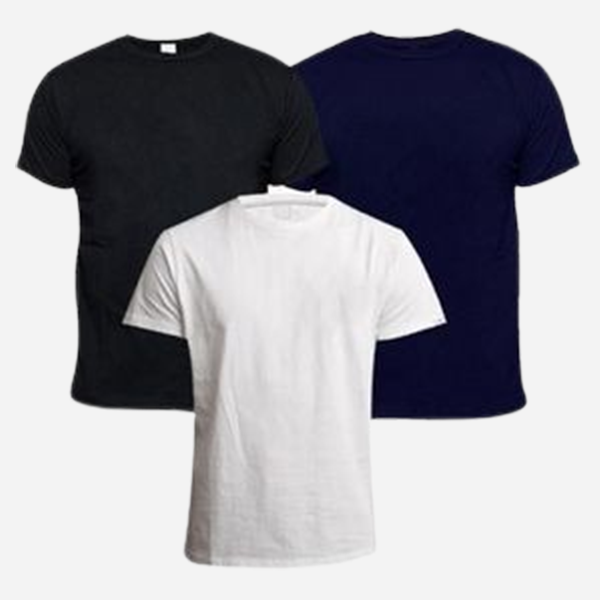 Plain TShirt 3-in-1 Bundle - (Black, Navyblue, White)